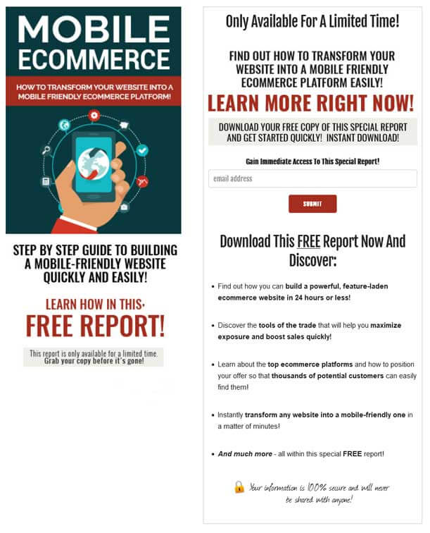 Mobile Ecommerce PLR Squeeze Page